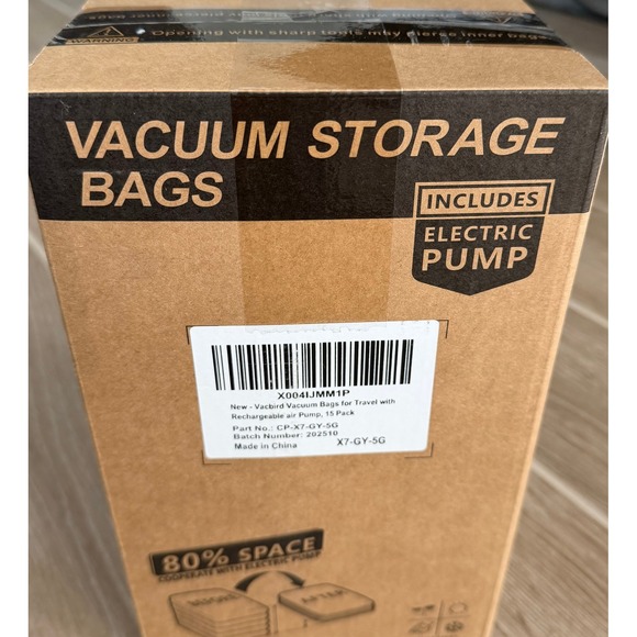 Vacbird 15 Pack Vacuum Storage Bags with Rechargeable Electric Pump CP-X7-GY-5G - Picture 5 of 6